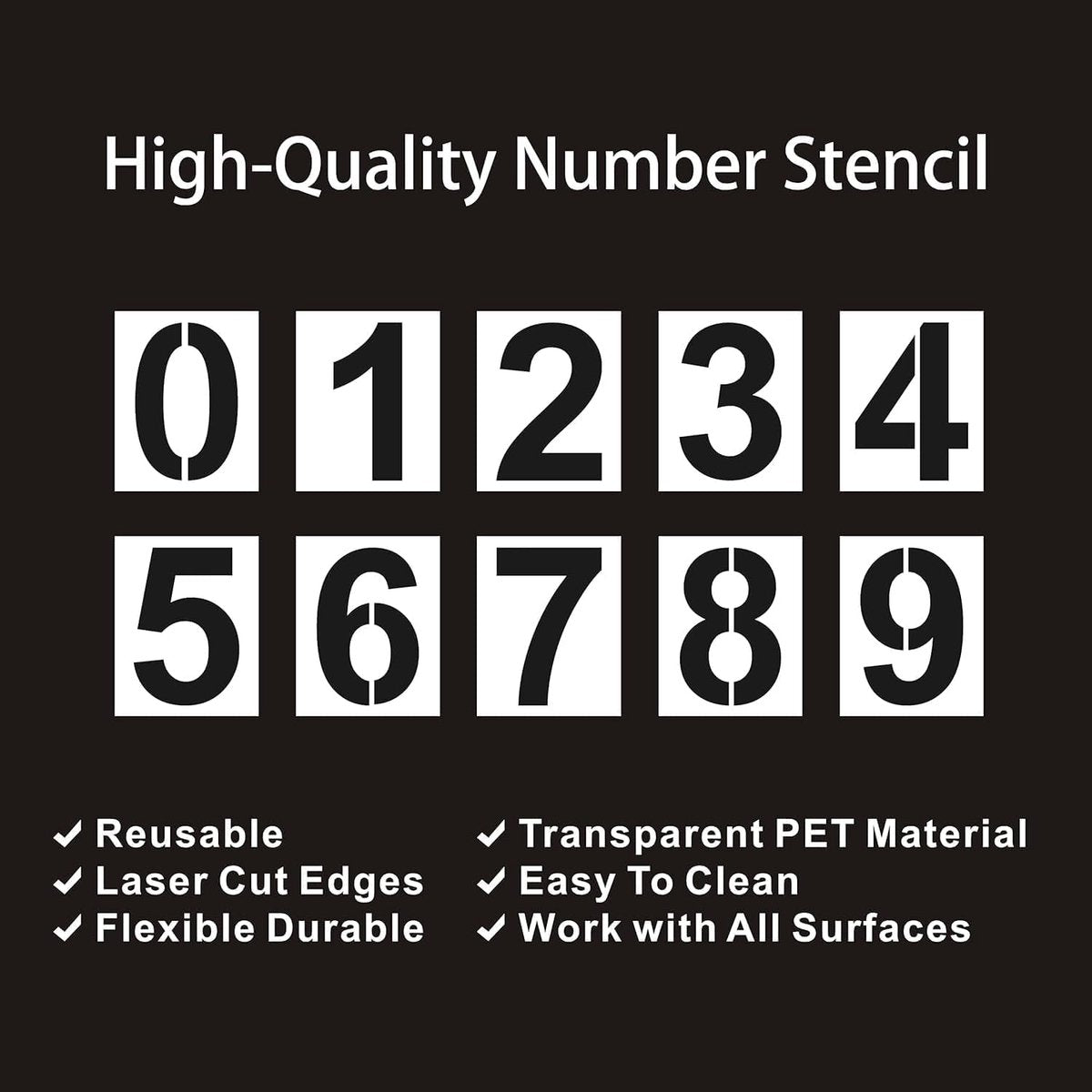 Number Stencil Set - Address Stencils 0-9 - Reusable Plastic Number Stencils - Cake Stencils - Paint by Number Stencils 6 inch