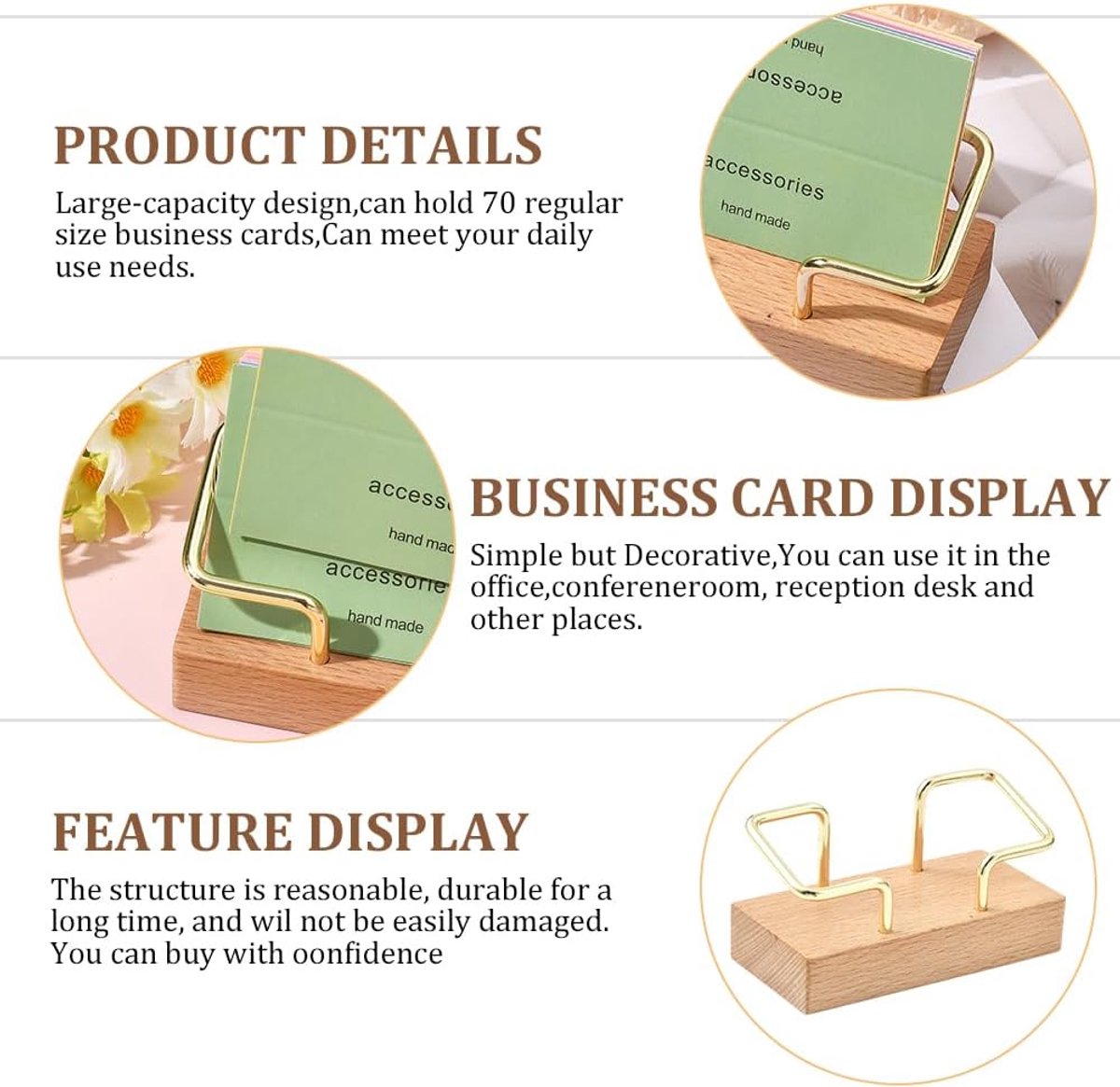 Business Card Holder - Wooden Display Rack - Desk Business Card Holder - Wooden Business Card Holder - Suitable for offices, homes, exhibition stands, receptions, events, meeting rooms and as a promotional gift.（B）