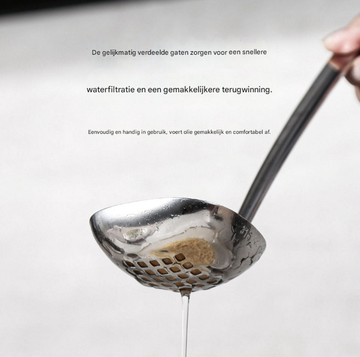 Soup Spoon Set - 2-Piece - Stainless Steel Soup Spoon - Strainer - Hanging Spoon - For Serving Soup - For Serving Porridge - Heat Resistant - Non-Slip - High Temperature Resistant