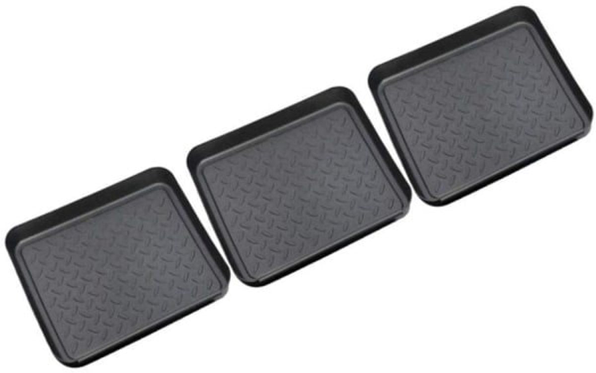 3-piece universal tray - multifunctional - plastic - rectangular tray - black