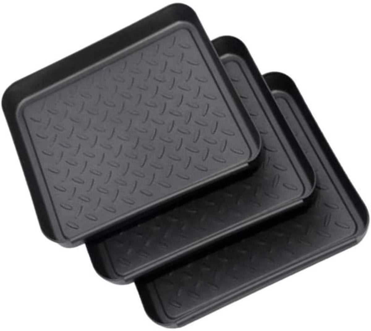 3-piece universal tray - multifunctional - plastic - rectangular tray - black