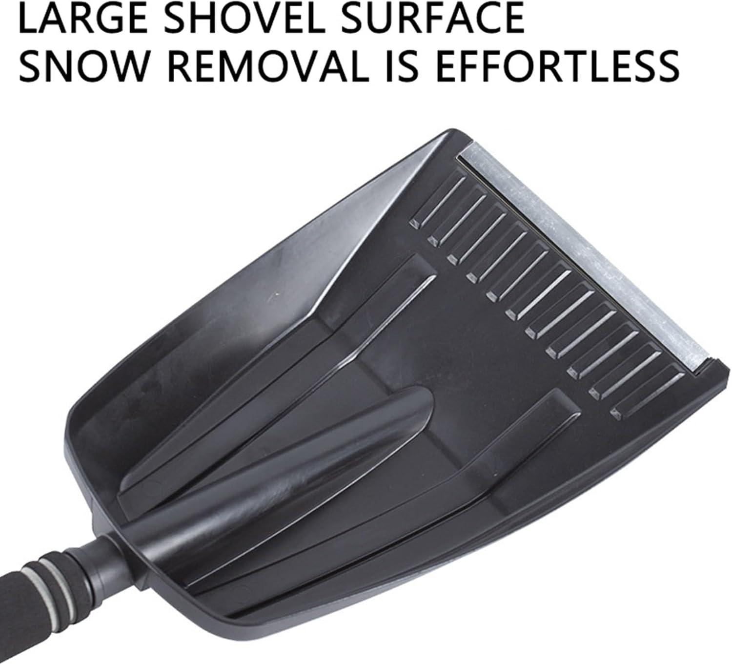 Folding Snow Shovel - Large Capacity | Lightweight & Portable - Wide Snow Clearing Range with Ergonomic D-Shaped Handle and Aluminum Blade - Snow Shovel for Outdoors, Cars, Gardens, Camping, Driveways（Black）