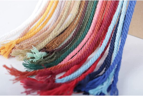 4mm 109 Yard Macrame Cord, Naturally Colored Cotton Cord - Suitable for Wall Decor, Plant Decor, Crafting and Knitting (White)