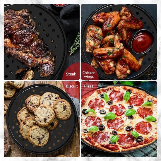 Pizza baking tins - 2 pieces - Non-stick baking tins made of stainless steel - Baking trays for home, kitchen, camping and barbecue - Round baking tins - 24 cm and 26 cm
