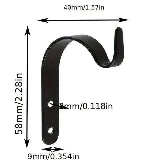 Hanging hooks - Set of 4 - Wall mounting - Suitable for bird feeders - Black - Suitable for indoor and outdoor use