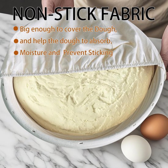 Set of 6 round proofing cloths (25 cm / 10 inch) – Fabric lining for proofing baskets – Natural woven – Ideal for sourdough and bread rising (round, without basket)