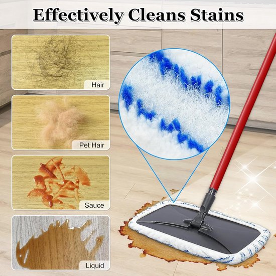 Mop Pads - 3-pack mop refills - 15 x 8 inch flat dust mop head pads