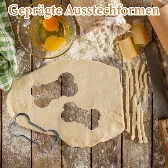 A set of 5 bone-shaped cookie cutters - 5 sizes - Bone-shaped cookie cutters - Christmas cookie cutters - Stainless steel cookie cutters - For baking puppy cookies or snacks