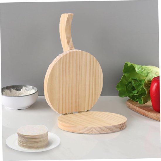 Tortilla Press - Natural Wood Tortilla Press - 6.5 Inch Round Tortilla Press with Handle - Tool for Making Homemade Tortillas, Burritos, Chapatis, and Tortilla Dough