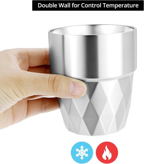 Mugs - 2-piece set - Stainless steel mugs - Double-walled water mugs made of 304 stainless steel - Beer mugs - Coffee mugs