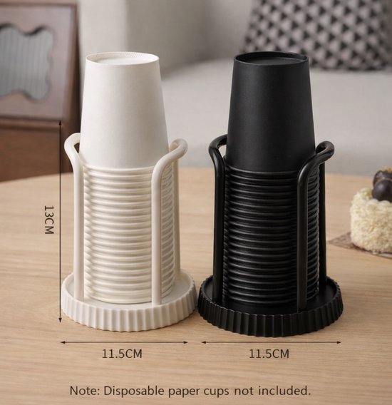 Disposable cup holder for paper cups - practical cup holder - paper cup dispenser for the desk - cup dispenser - Multifunctional paper cup holder - set of two (black, white)