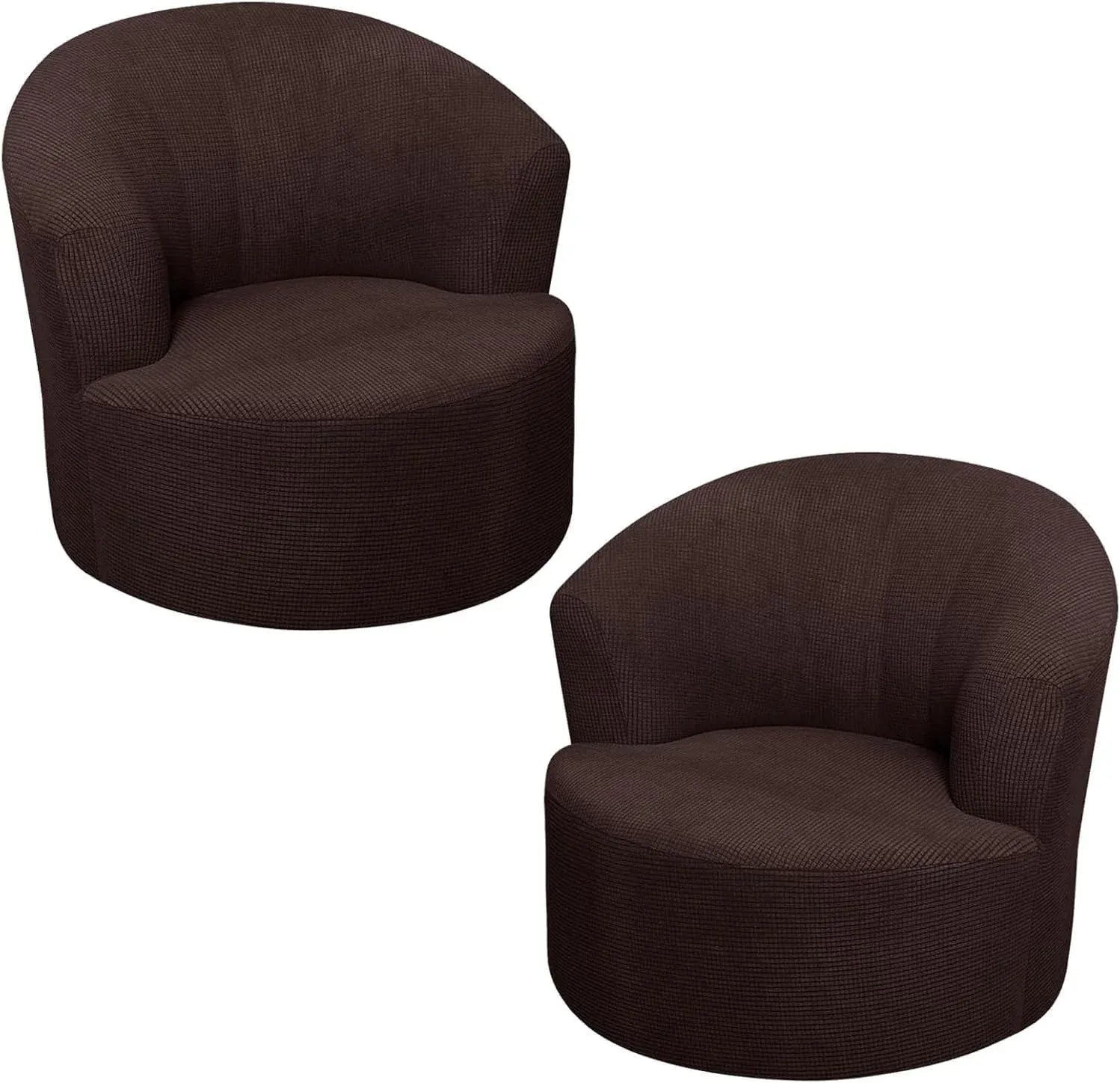 1 Pack Swivel Barrel Chair Slipcover, Stretch Soft Washable Furniture Protector for Round Club Armchairs, Living Room, Brown