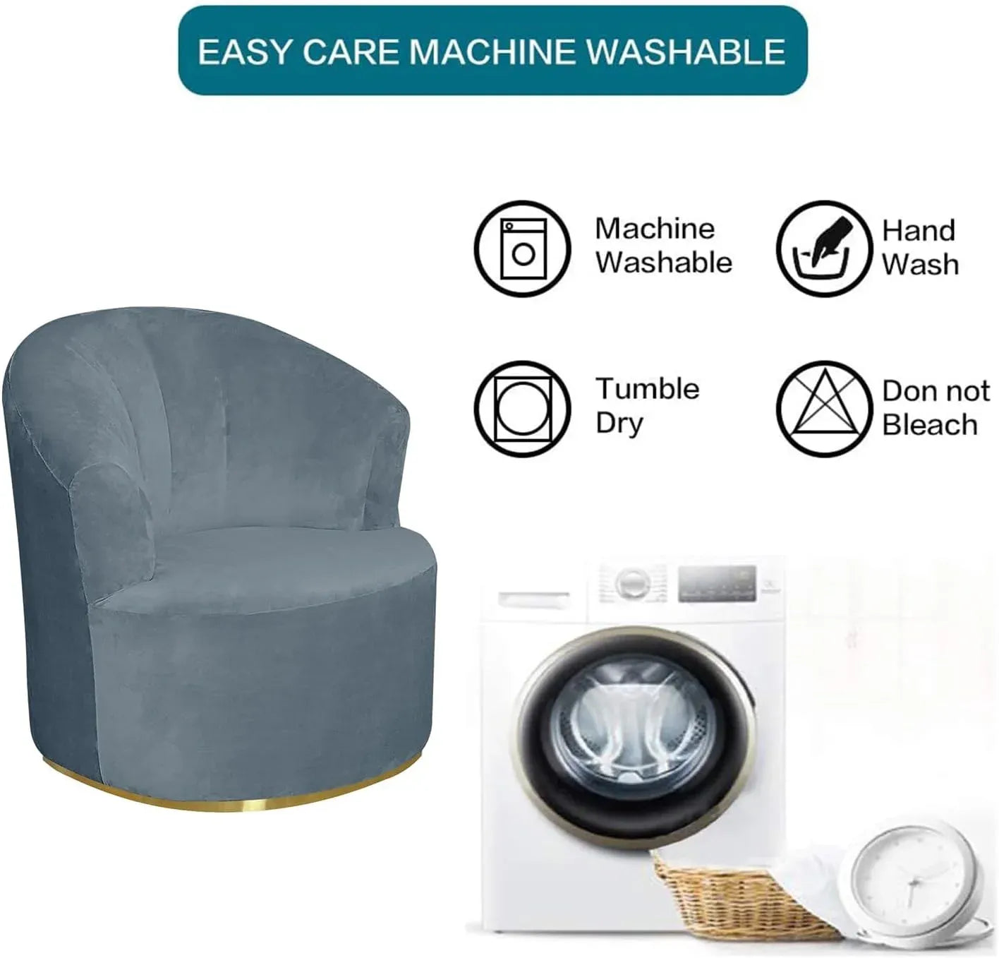 2 Pack Swivel Barrel Chair Slipcover Stretch Soft Washable Furniture Protector for Round Club Accent Chairs in Living Room Navy Blue