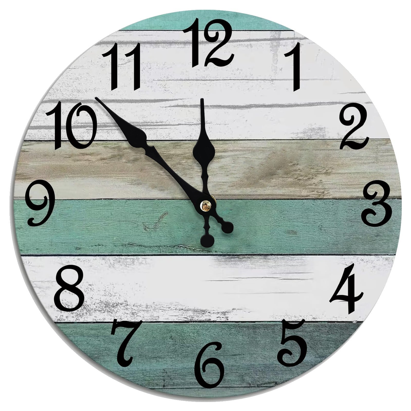 Wall Clock, Gray Silent Wall Clocks Battery Operated Non Ticking, Vintage Rustic Coutry Style Clock Decorative for Kitchen, Bathroom, Living Room, Bedroom(10 In) 3-Teal Rustic