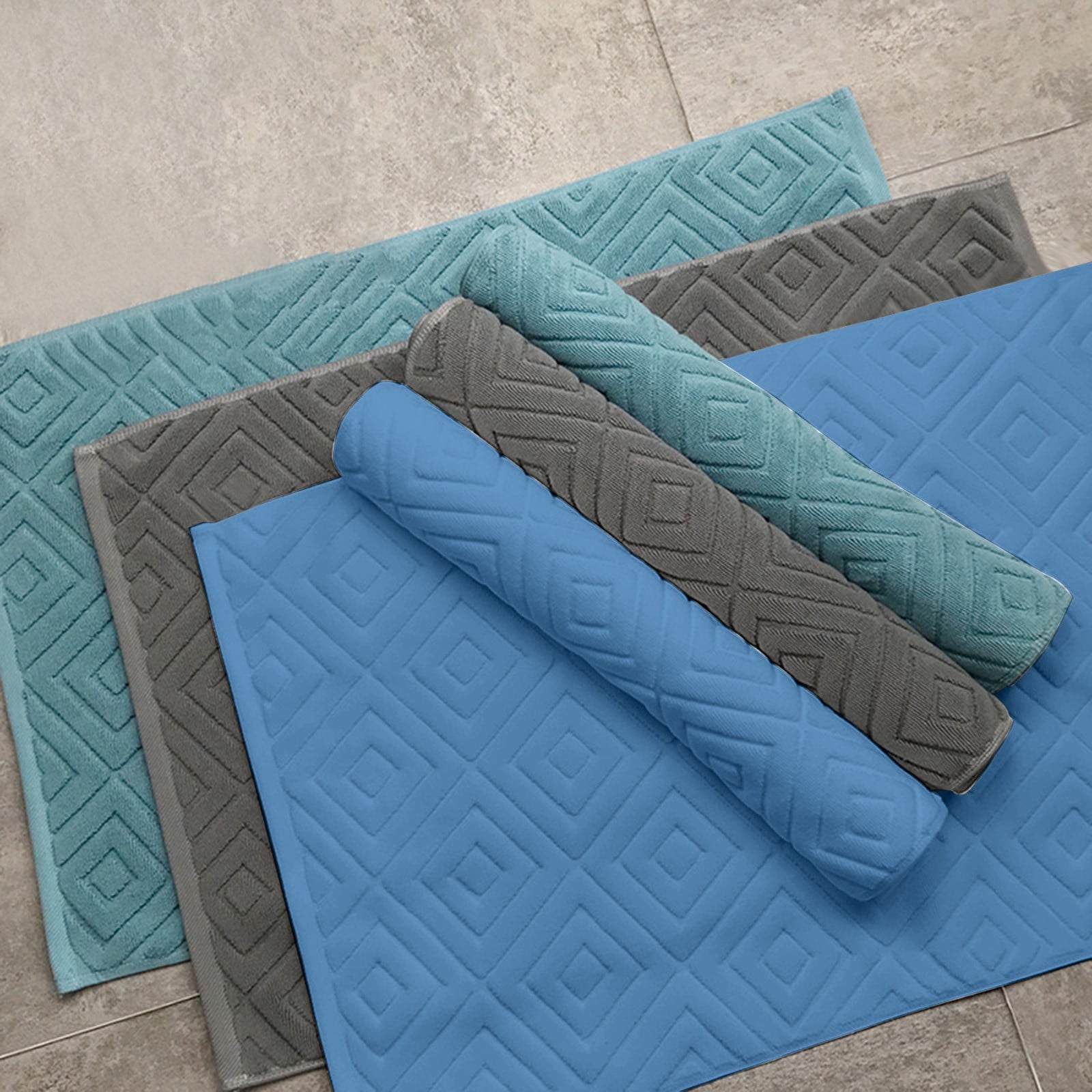 2PCS White Cotton Classic Rug Bath Mats Absorbent Cotton Hotel Spa Shower Bathtub Mats [Not A Bathroom Rug] Machine Washable Shower Bathroom Floor Towel C
