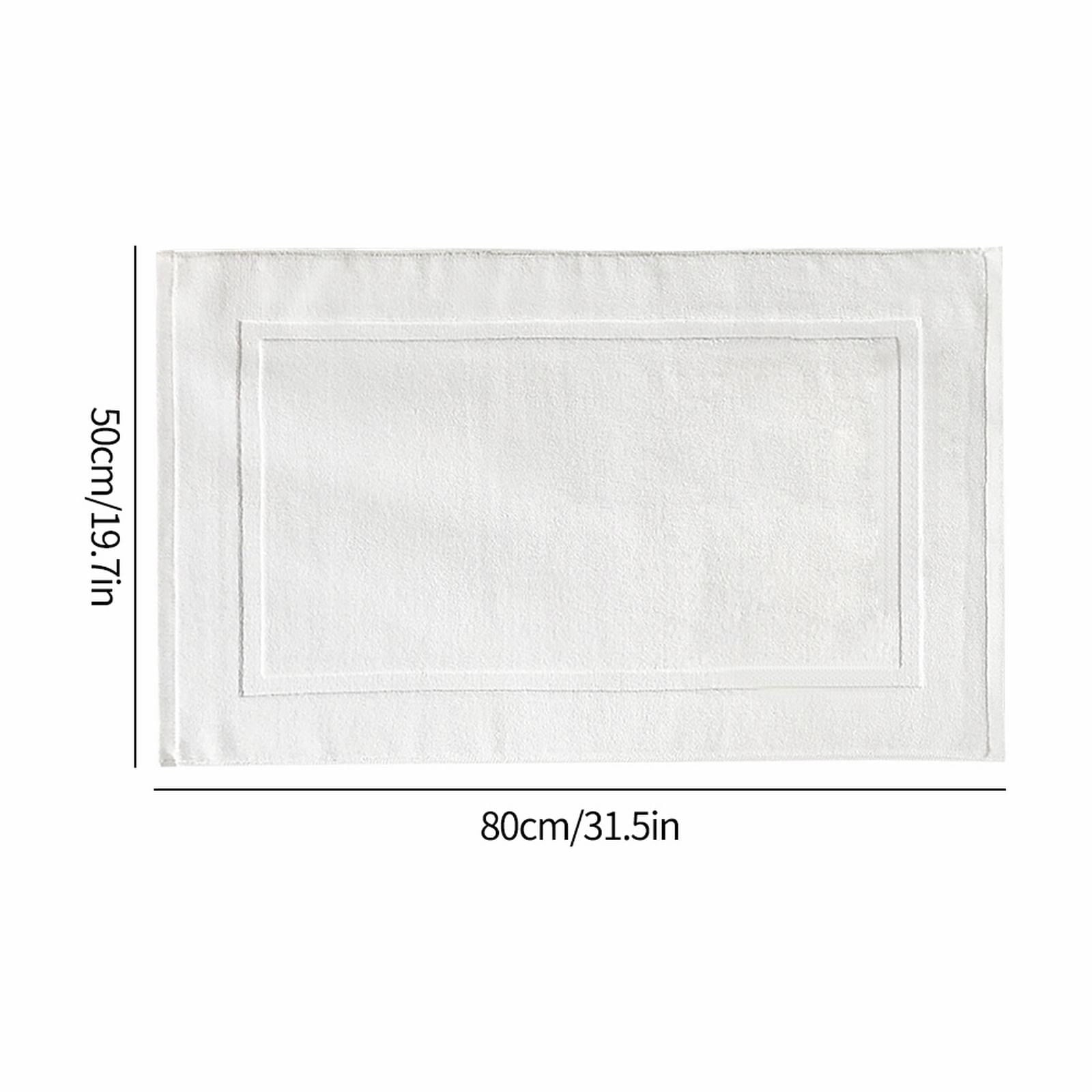 2PCS White Cotton Classic Rug Bath Mats Absorbent Cotton Hotel Spa Shower Bathtub Mats [Not A Bathroom Rug] Machine Washable Shower Bathroom Floor Towel White 2PCS