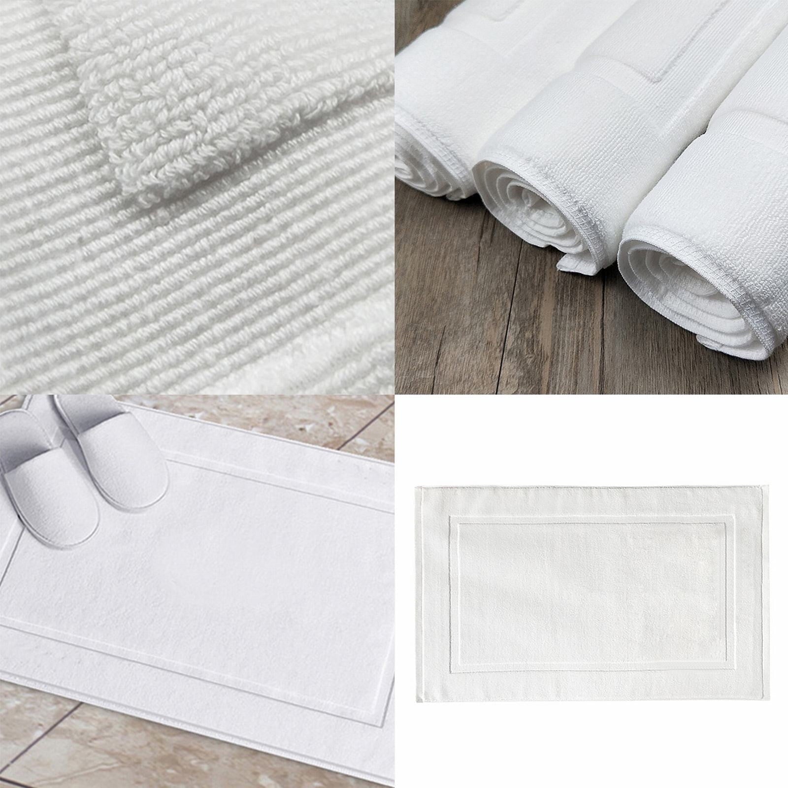 2PCS White Cotton Classic Rug Bath Mats Absorbent Cotton Hotel Spa Shower Bathtub Mats [Not A Bathroom Rug] Machine Washable Shower Bathroom Floor Towel White 2PCS