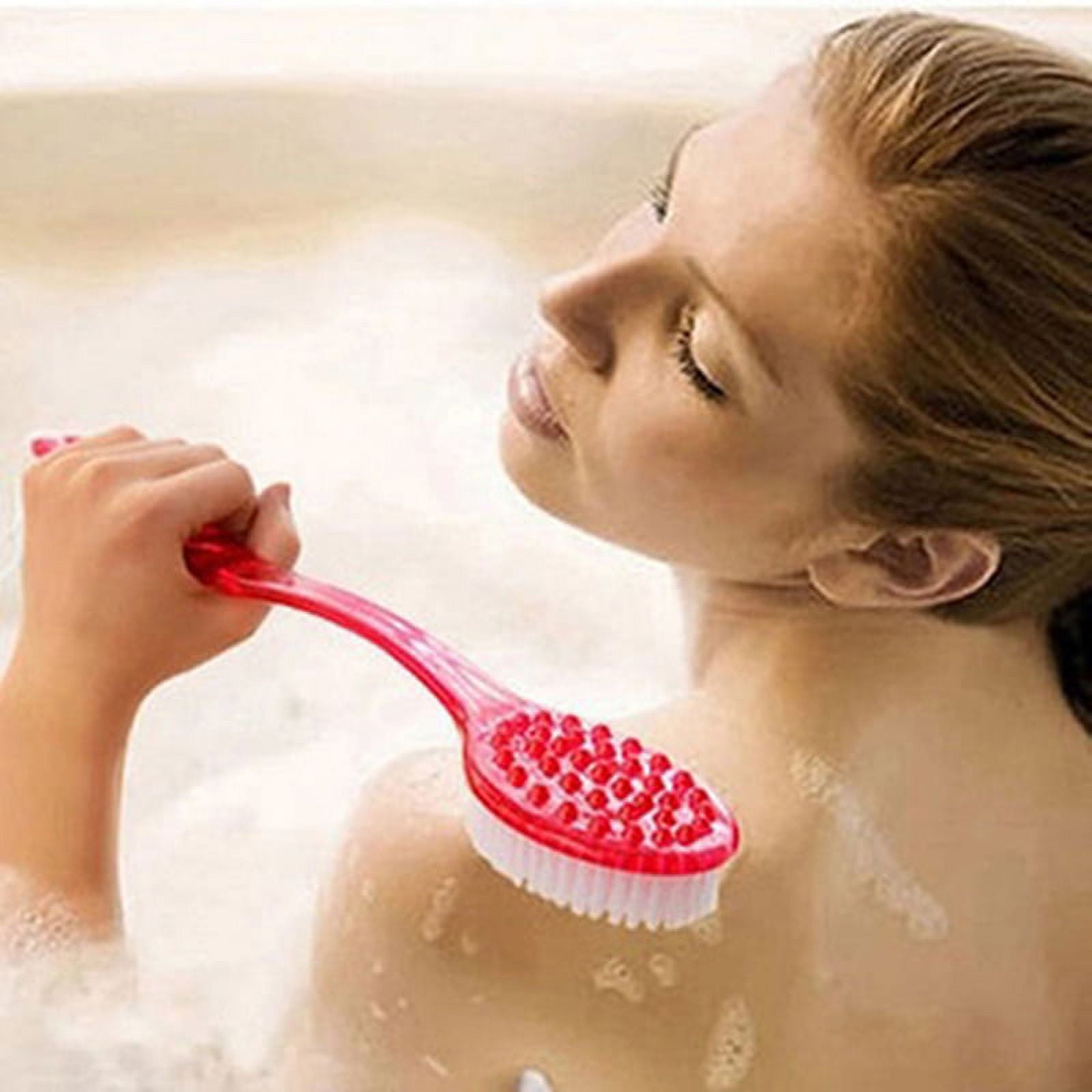 Warkul Long Handled Bath Shower Back Brush Body Scrubber Massager Skin Cleaning Tool Brush 2023 New Rose Red