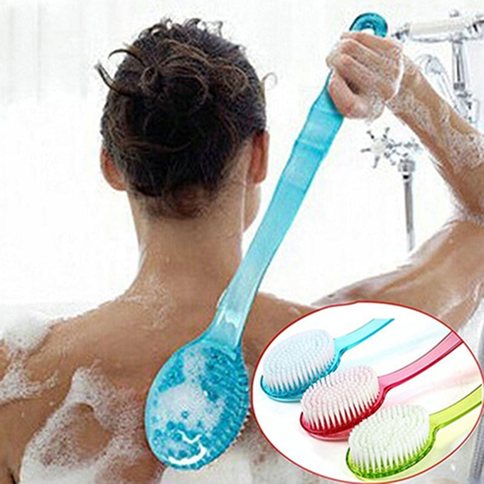 Warkul Long Handled Bath Shower Back Brush Body Scrubber Massager Skin Cleaning Tool Brush 2023 New Rose Red