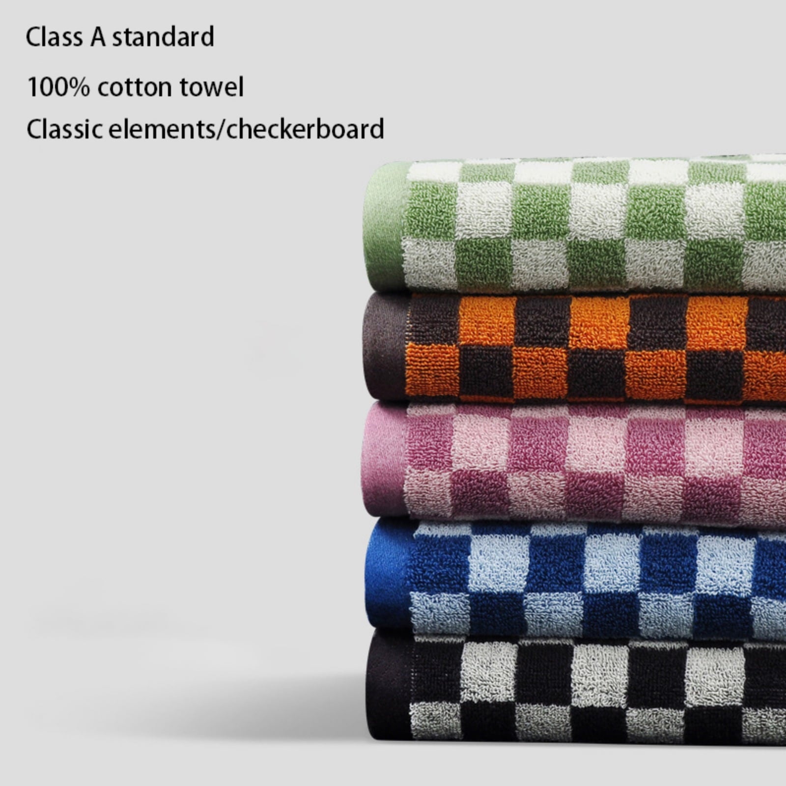 Checkered Bath Towels for Bathroom, Shower Towels 30" x 14", Super Soft and Quick Dry, Colorful Towel for Summer Beach Pool Green