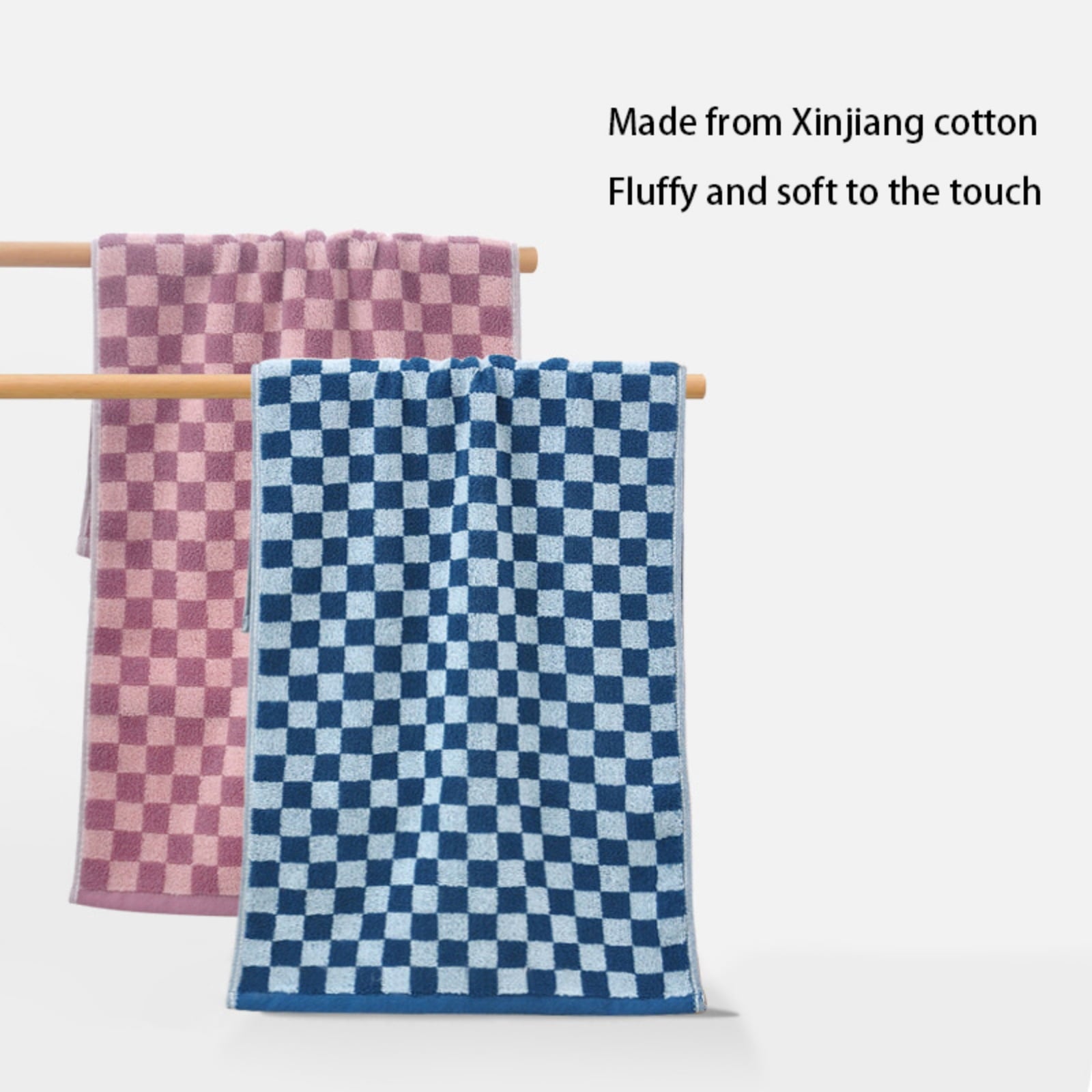 Checkered Bath Towels for Bathroom, Shower Towels 30" x 14", Super Soft and Quick Dry, Colorful Towel for Summer Beach Pool Green