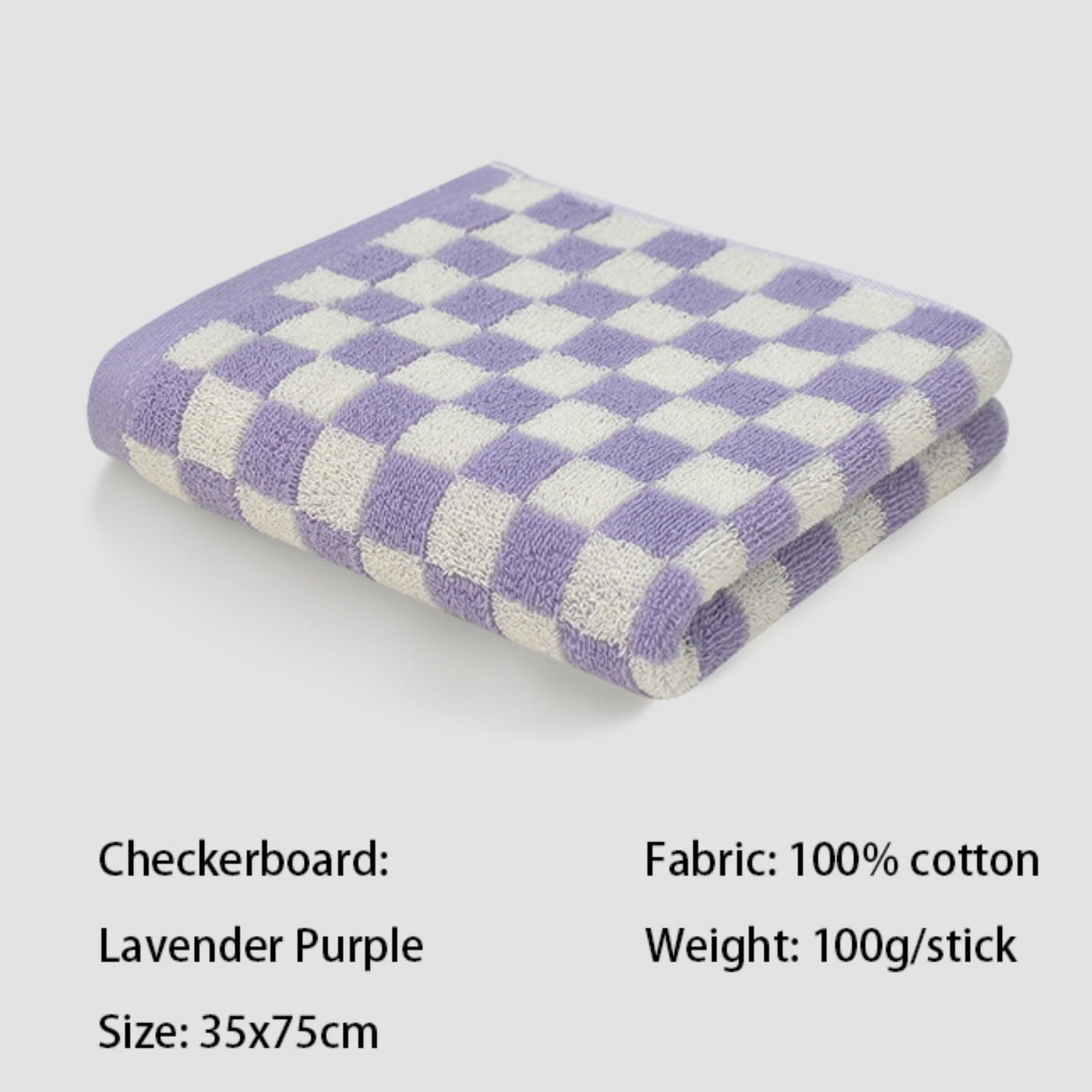 Checkered Bath Towels for Bathroom, Shower Towels 30" x 14", Super Soft and Quick Dry, Colorful Towel for Summer Beach Pool Green Purple
