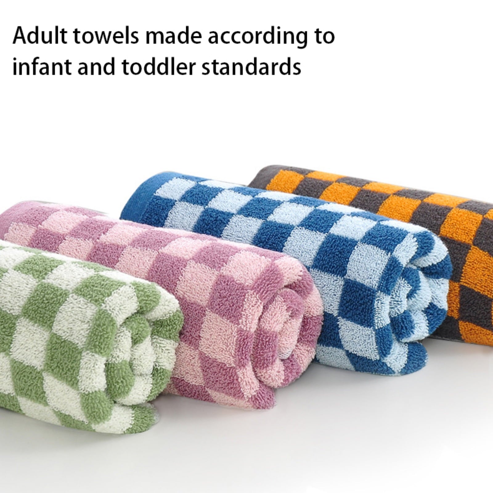 Checkered Bath Towels for Bathroom, Shower Towels 30" x 14", Super Soft and Quick Dry, Colorful Towel for Summer Beach Pool Green Purple