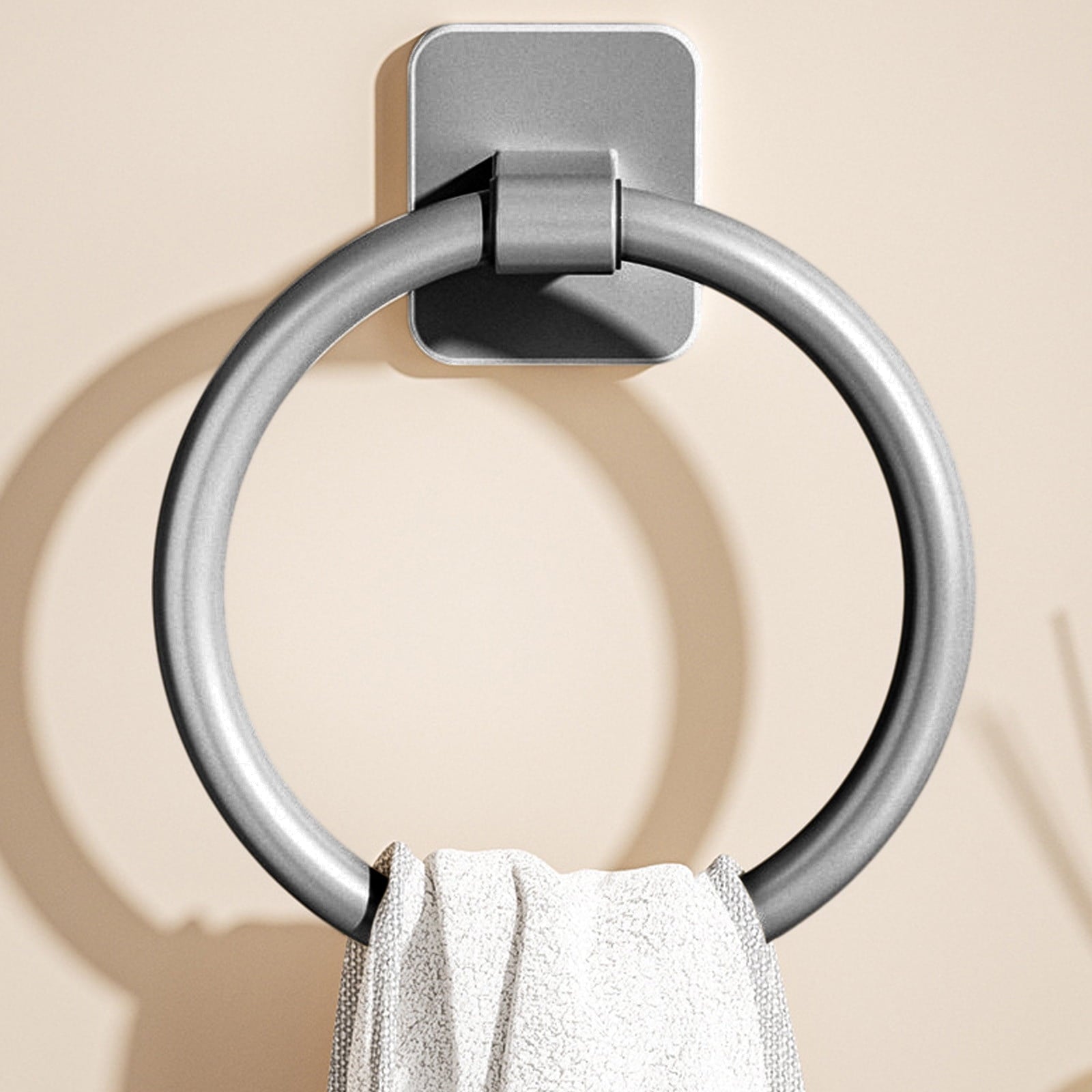 Tyidzon Towel Ring No Drill Bathroom Bathroom Towel Rack Round Towel Racks for Bathroom, Small Size Hand Towel Hanging Rod Rag Towel Rack Black