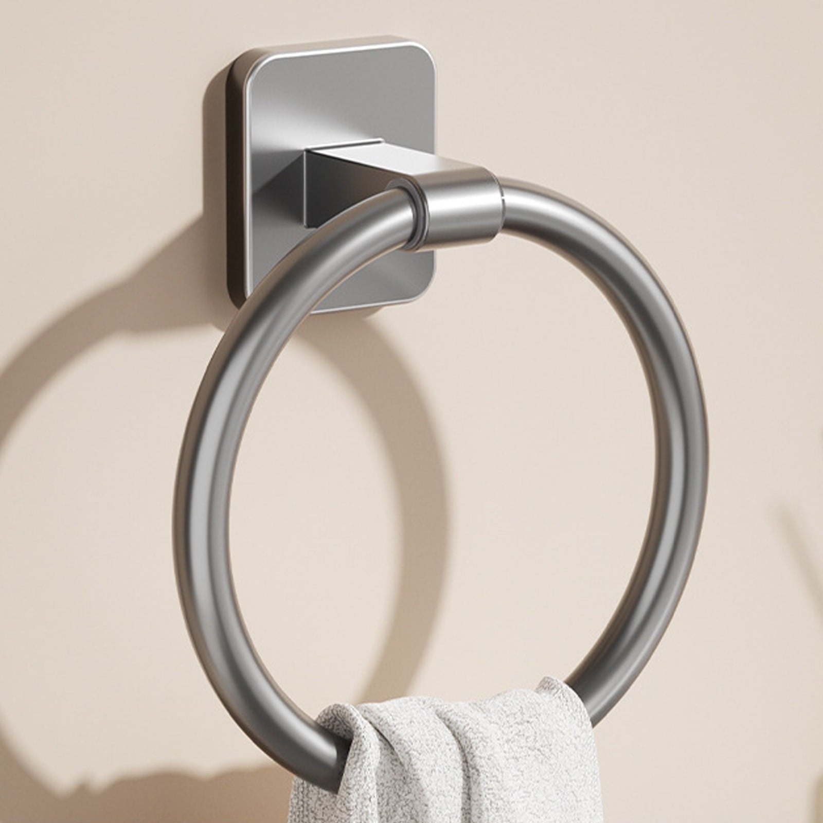 Tyidzon Towel Ring No Drill Bathroom Bathroom Towel Rack Round Towel Racks for Bathroom, Small Size Hand Towel Hanging Rod Rag Towel Rack Black