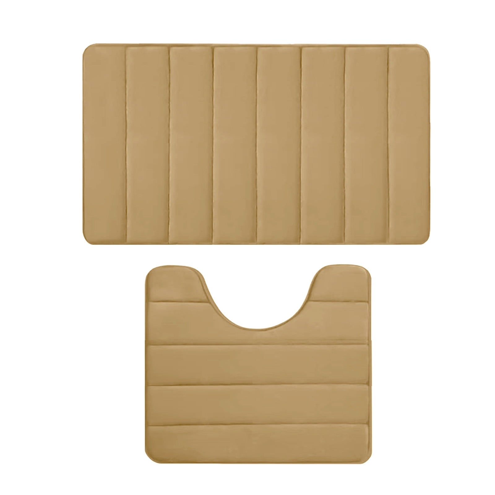 PALIFEUR Memory Foam Toilet Rug, Non-Slip Bathroom Rugs, Toilet Rugs U Shaped Washable, Commode Contour Rug, Soft Comfortable Super Water Absorption #2_Khaki