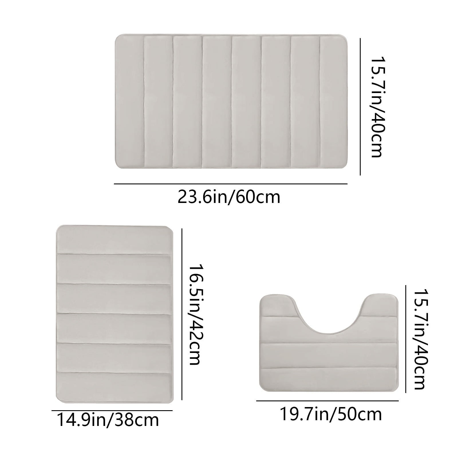 PALIFEUR Memory Foam Toilet Rug, Non-Slip Bathroom Rugs, Toilet Rugs U Shaped Washable, Commode Contour Rug, Soft Comfortable Super Water Absorption #3_Beige