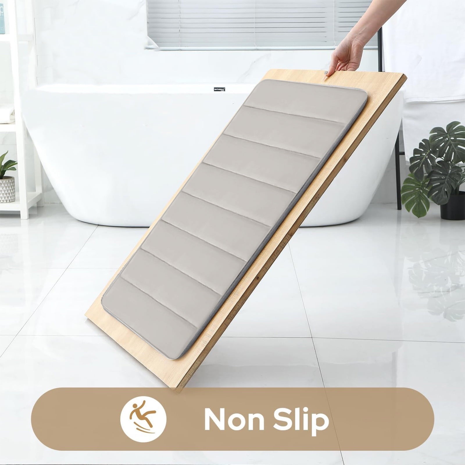 PALIFEUR Memory Foam Toilet Rug, Non-Slip Bathroom Rugs, Toilet Rugs U Shaped Washable, Commode Contour Rug, Soft Comfortable Super Water Absorption #3_Beige