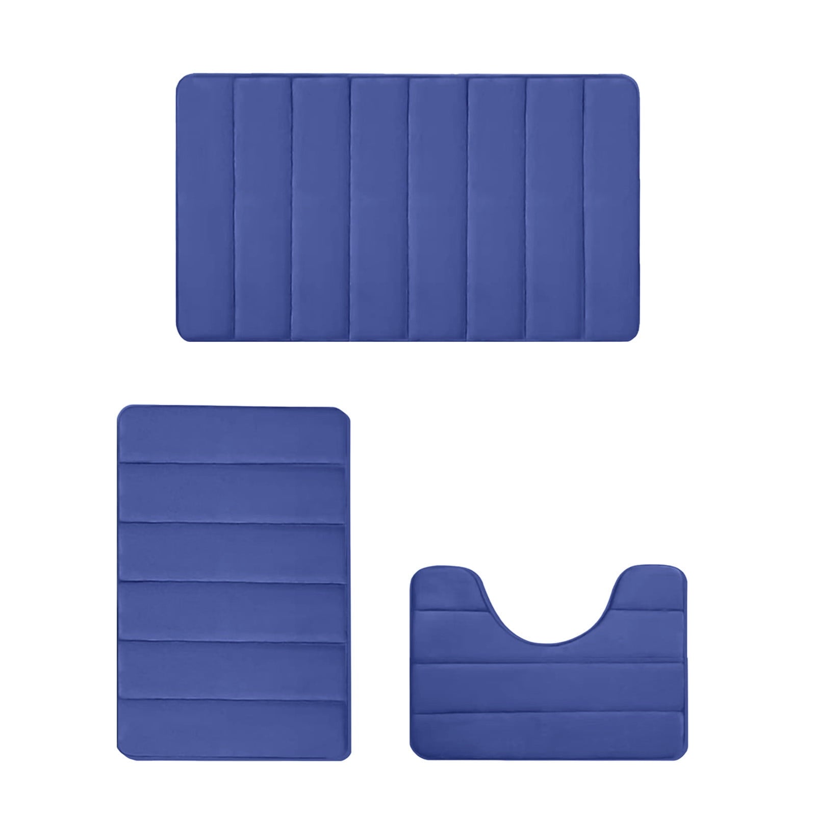PALIFEUR Memory Foam Toilet Rug, Non-Slip Bathroom Rugs, Toilet Rugs U Shaped Washable, Commode Contour Rug, Soft Comfortable Super Water Absorption #3_Blue