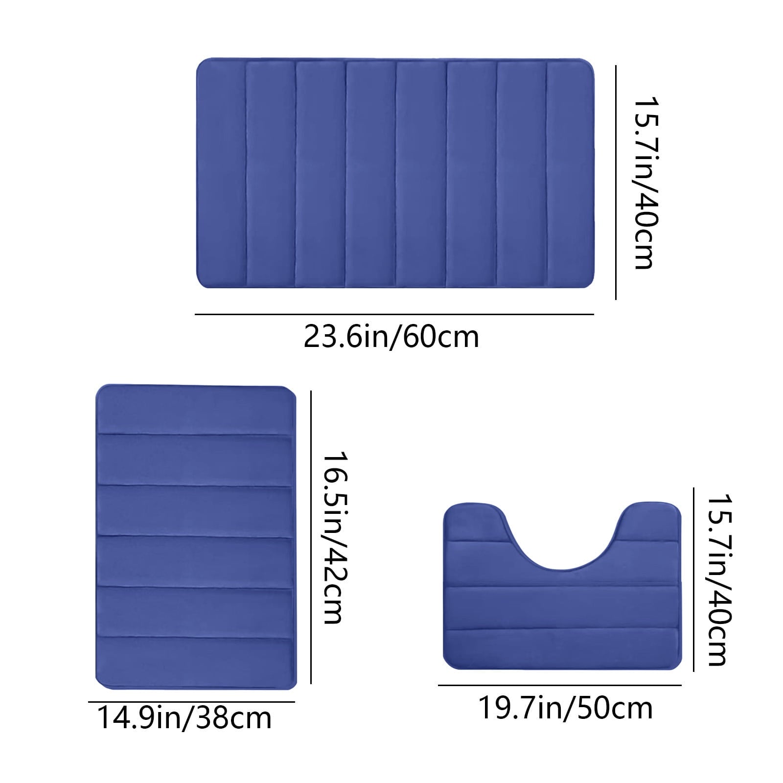 PALIFEUR Memory Foam Toilet Rug, Non-Slip Bathroom Rugs, Toilet Rugs U Shaped Washable, Commode Contour Rug, Soft Comfortable Super Water Absorption #3_Blue