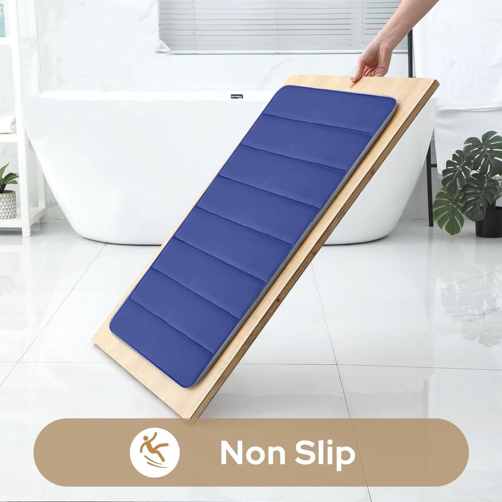 PALIFEUR Memory Foam Toilet Rug, Non-Slip Bathroom Rugs, Toilet Rugs U Shaped Washable, Commode Contour Rug, Soft Comfortable Super Water Absorption #3_Blue