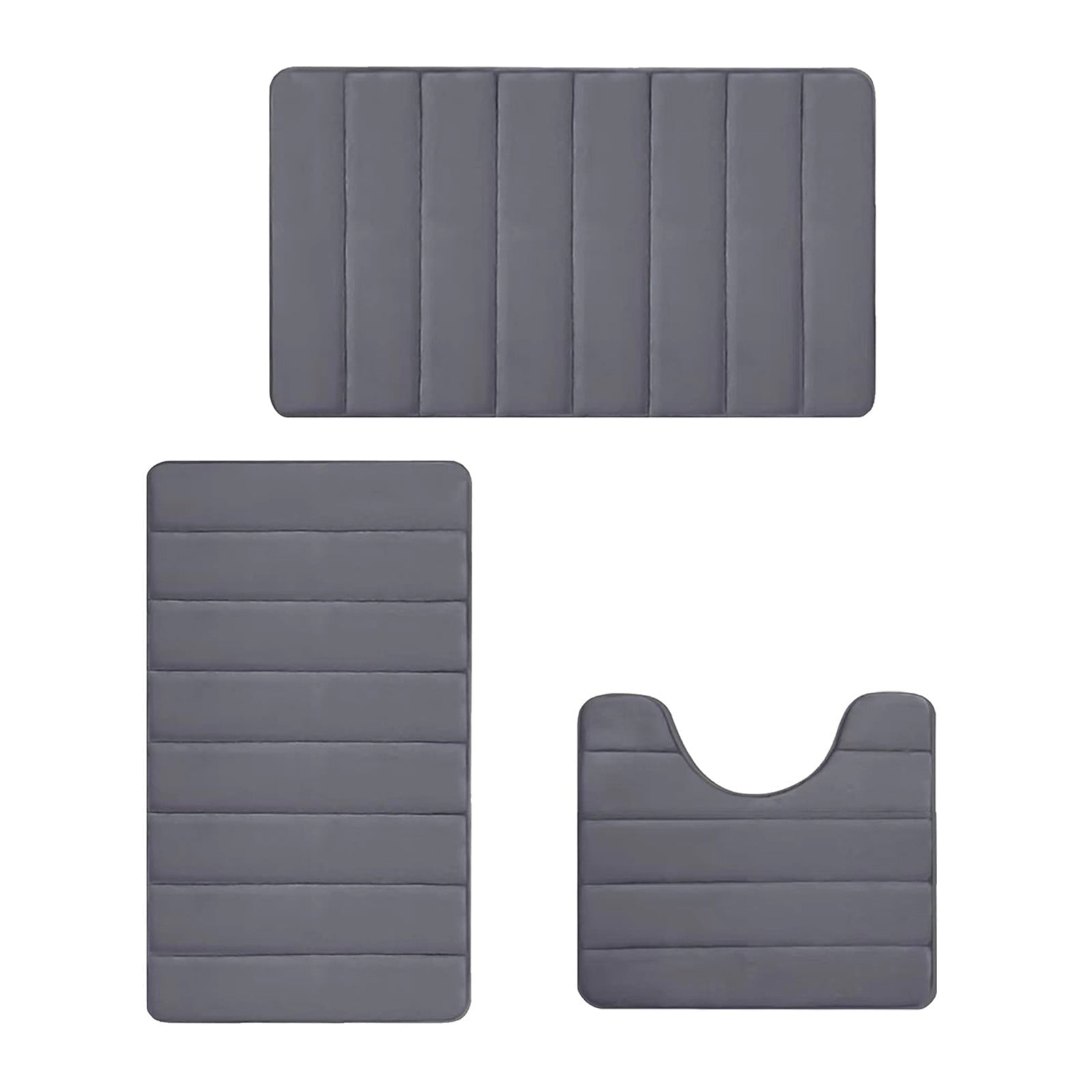 PALIFEUR Memory Foam Toilet Rug, Non-Slip Bathroom Rugs, Toilet Rugs U Shaped Washable, Commode Contour Rug, Soft Comfortable Super Water Absorption #3_Dark Gray