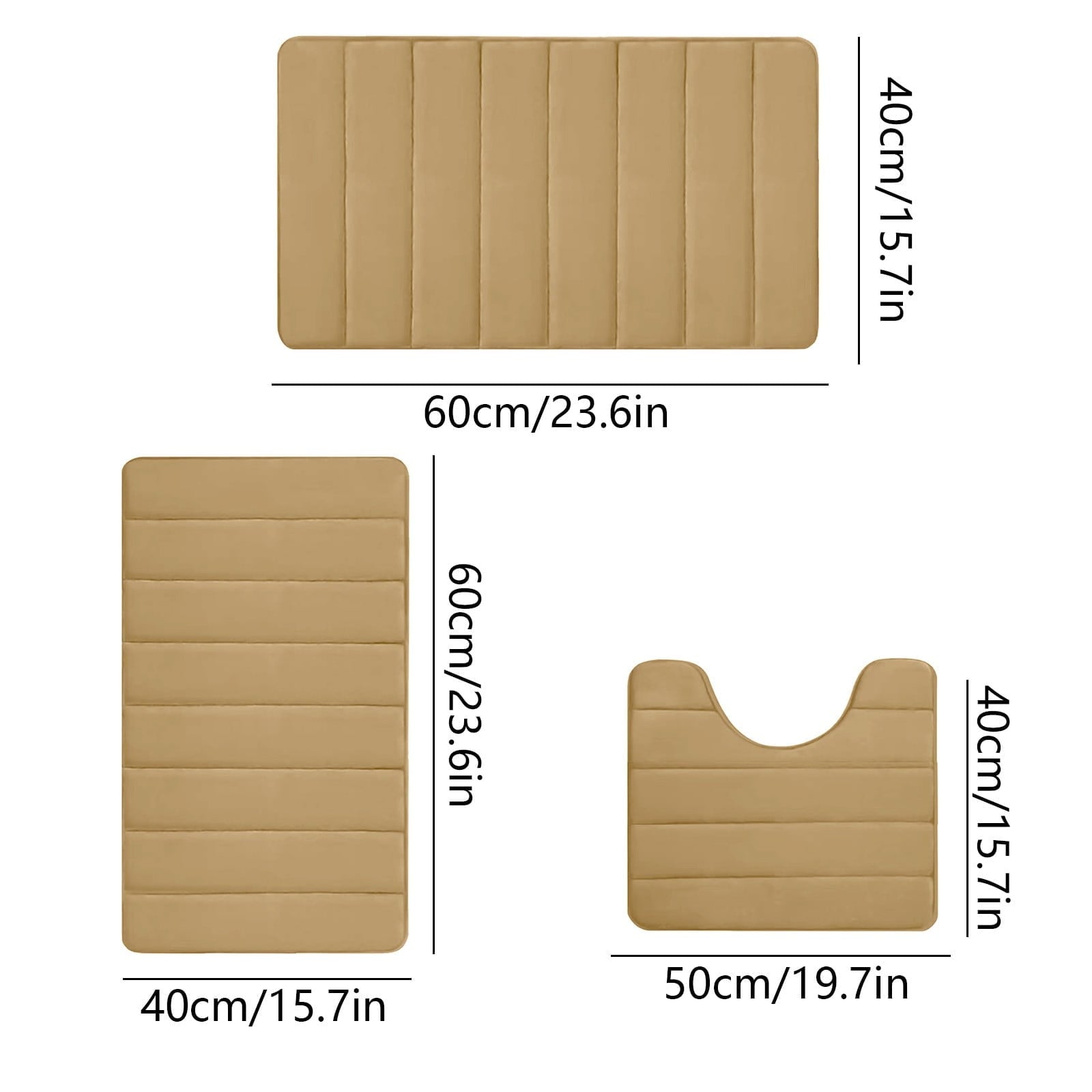 PALIFEUR Memory Foam Toilet Rug, Non-Slip Bathroom Rugs, Toilet Rugs U Shaped Washable, Commode Contour Rug, Soft Comfortable Super Water Absorption #3_Khaki