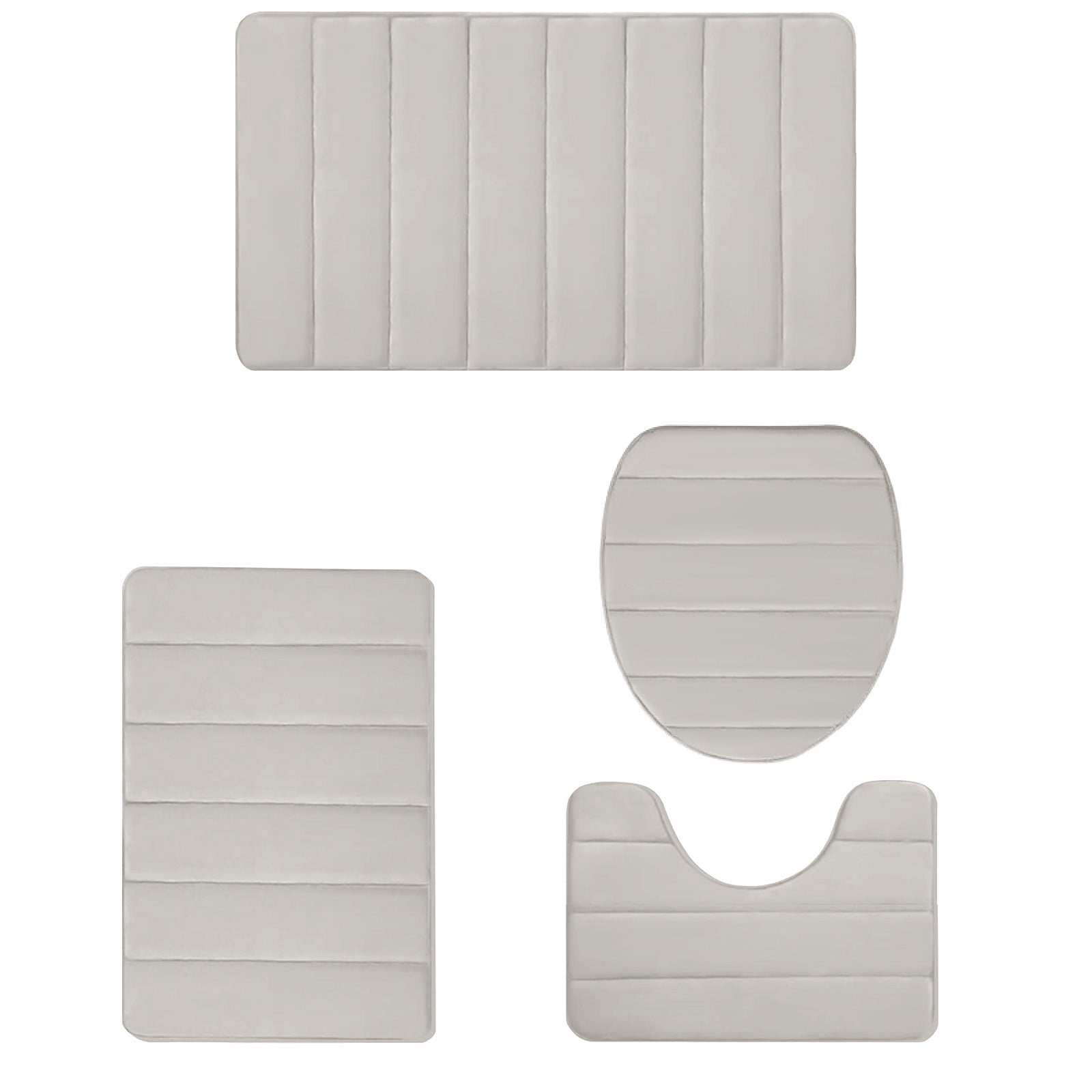 PALIFEUR Memory Foam Toilet Rug, Non-Slip Bathroom Rugs, Toilet Rugs U Shaped Washable, Commode Contour Rug, Soft Comfortable Super Water Absorption #4_Beige