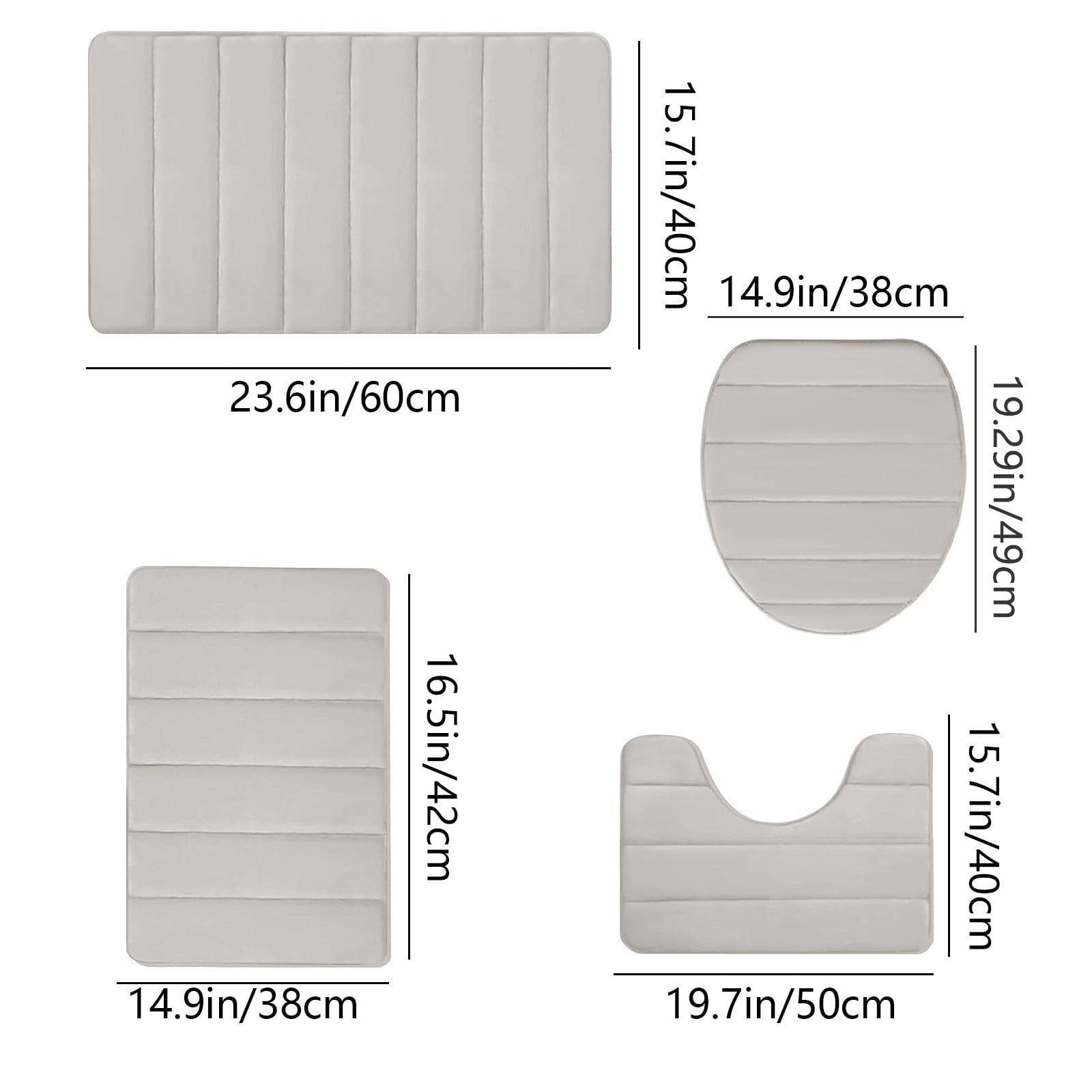 PALIFEUR Memory Foam Toilet Rug, Non-Slip Bathroom Rugs, Toilet Rugs U Shaped Washable, Commode Contour Rug, Soft Comfortable Super Water Absorption #4_Beige