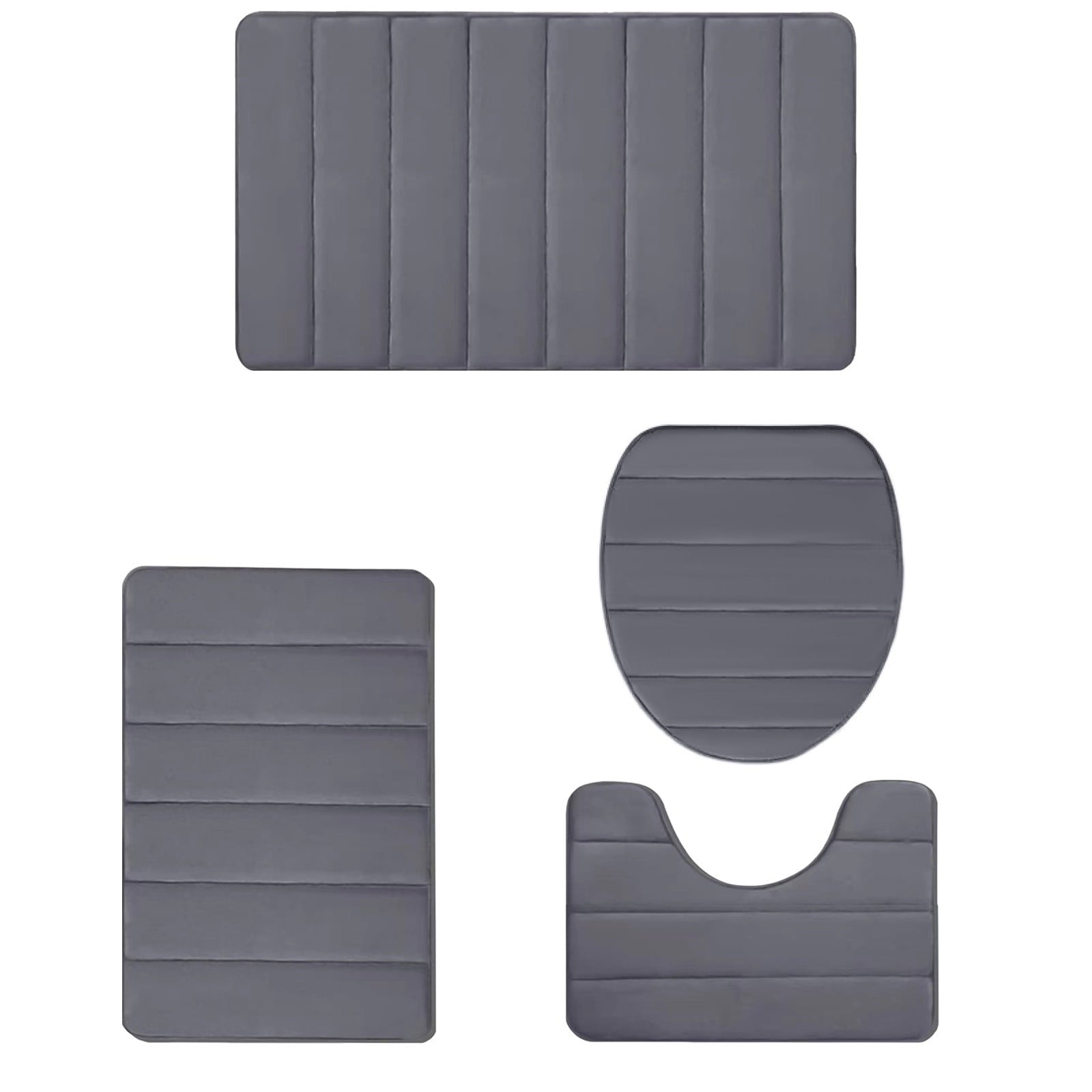 PALIFEUR Memory Foam Toilet Rug, Non-Slip Bathroom Rugs, Toilet Rugs U Shaped Washable, Commode Contour Rug, Soft Comfortable Super Water Absorption #4_Dark Gray