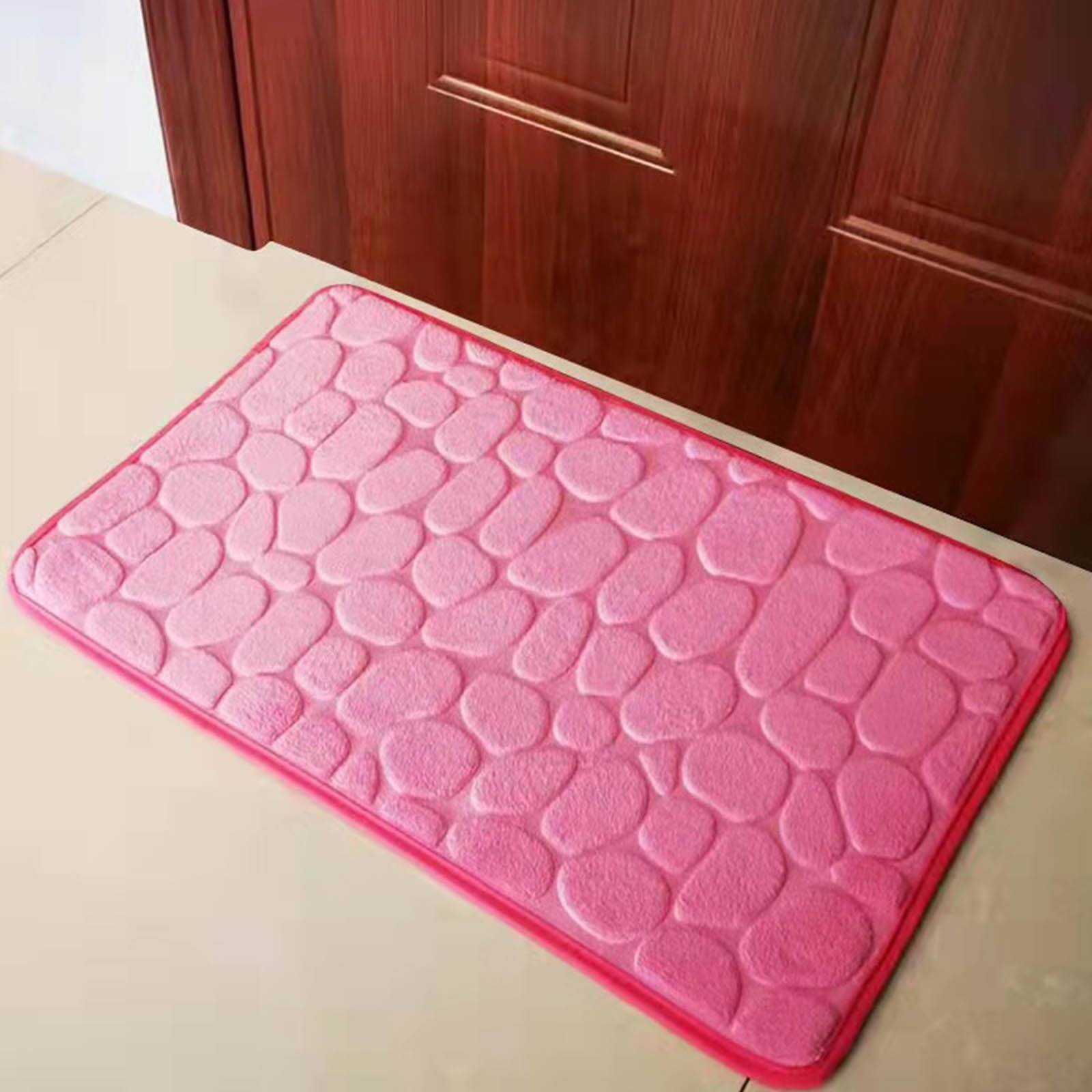 Dmlowu Bathroom Rugs - Ultra Absorbent Non-Slip Floor Bath Mat, Super Soft Shower Mat for Bath Tub, Machine Washable 16x24" (Brown) #B-Pink