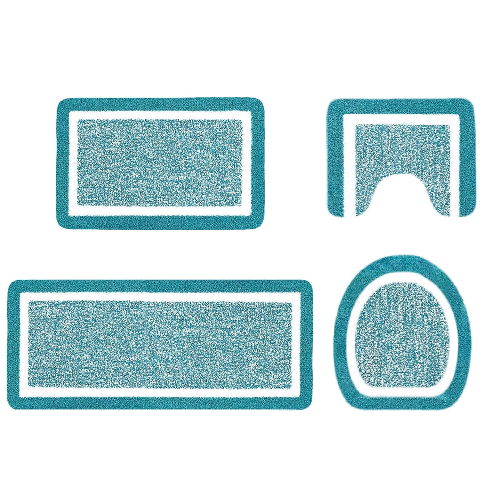 PALIFEUR Bathroom Rugs Sets, Non-Slip Bath Mat Set 4 Piece, Soft Comfortable Washable Bathroom Mat Set, Quicker Dry Bathroom Rug with Toilet Rug Blue
