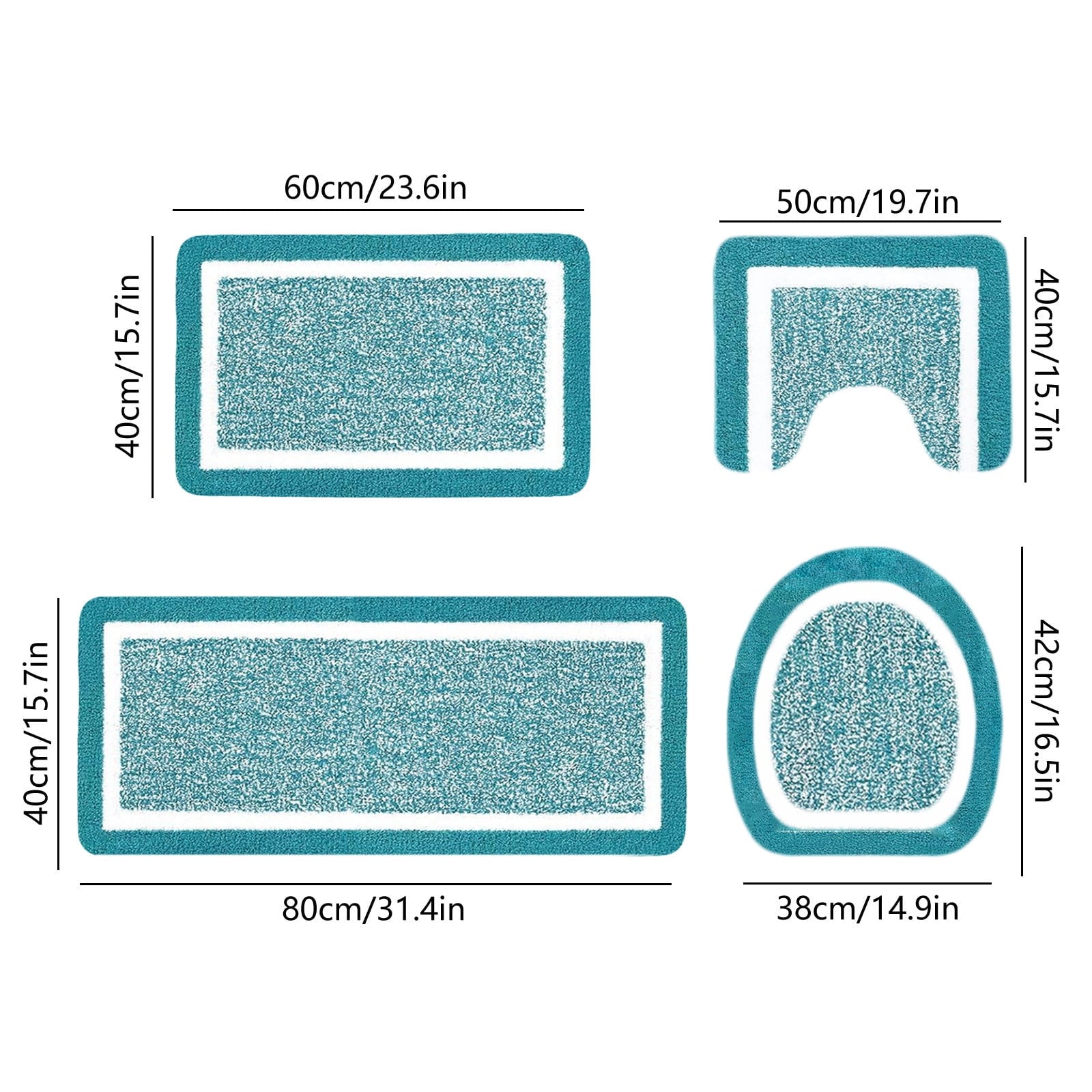 PALIFEUR Bathroom Rugs Sets, Non-Slip Bath Mat Set 4 Piece, Soft Comfortable Washable Bathroom Mat Set, Quicker Dry Bathroom Rug with Toilet Rug Blue