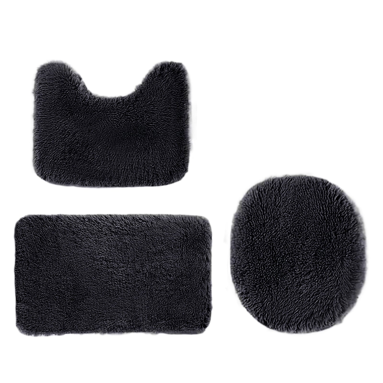 PALIFEUR Bathroom Rugs Sets, Non-Slip Bath Mat Set 3 Piece, Soft Comfortable Washable Bathroom Mat Set, Quicker Dry Bathroom Rug with Toilet Rug Black