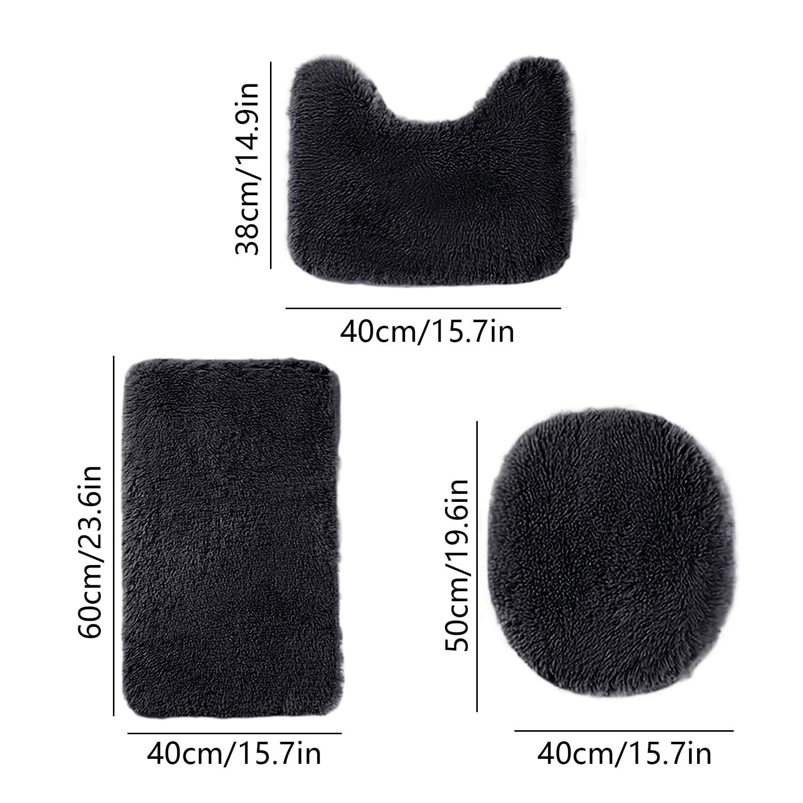 PALIFEUR Bathroom Rugs Sets, Non-Slip Bath Mat Set 3 Piece, Soft Comfortable Washable Bathroom Mat Set, Quicker Dry Bathroom Rug with Toilet Rug Black