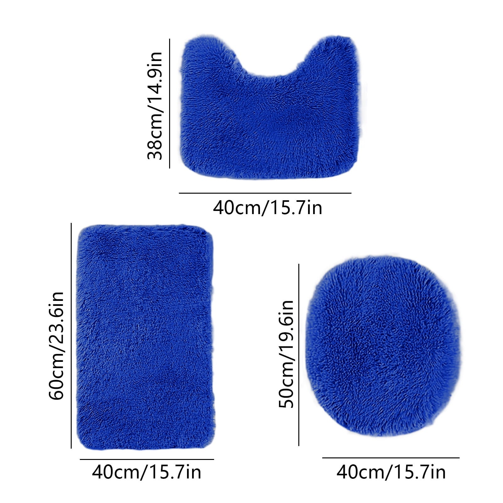 PALIFEUR Bathroom Rugs Sets, Non-Slip Bath Mat Set 3 Piece, Soft Comfortable Washable Bathroom Mat Set, Quicker Dry Bathroom Rug with Toilet Rug Blue