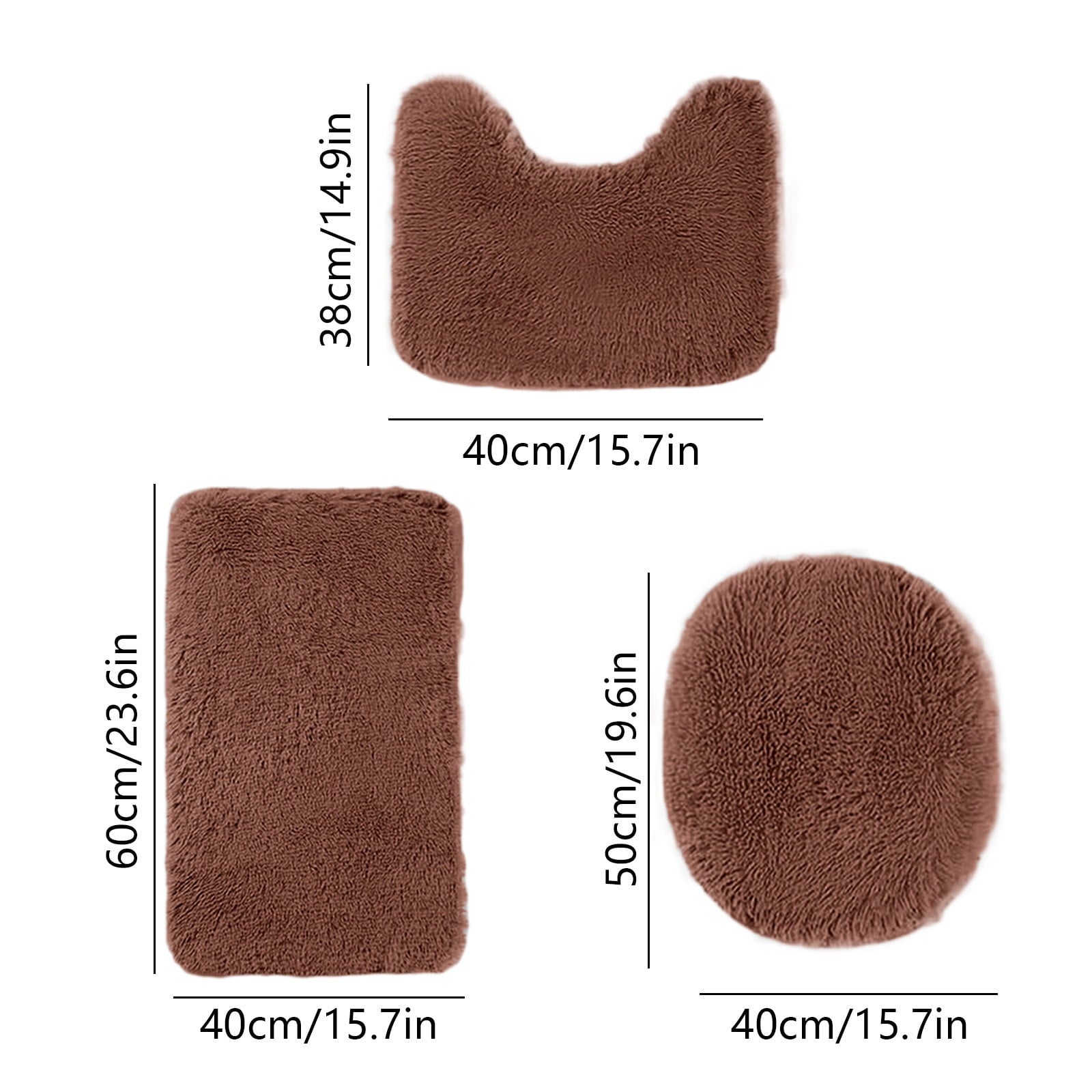 PALIFEUR Bathroom Rugs Sets, Non-Slip Bath Mat Set 3 Piece, Soft Comfortable Washable Bathroom Mat Set, Quicker Dry Bathroom Rug with Toilet Rug Brown