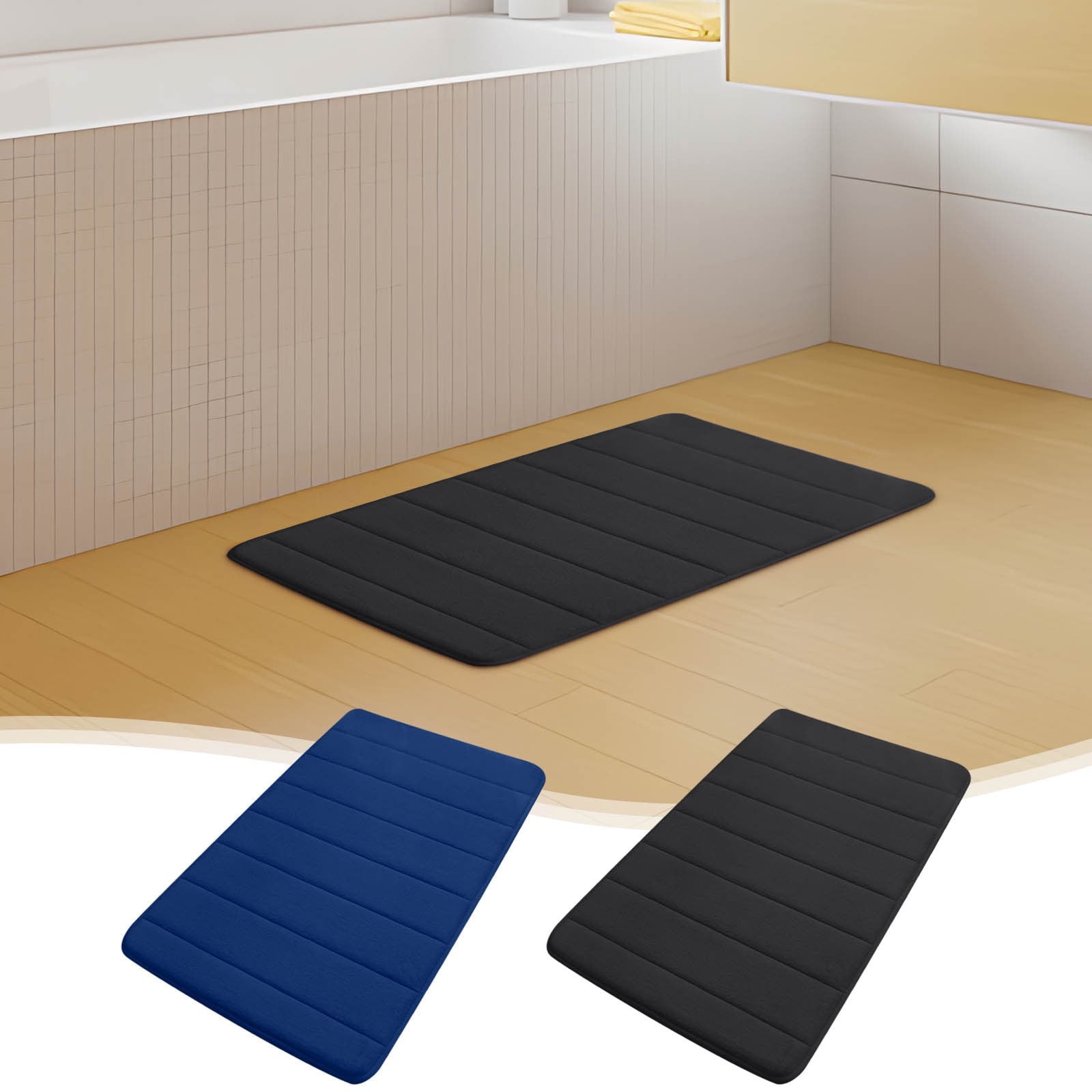 Memory Foam Bath Mat with Cobblestone Design, Super Soft & Quick-Dry Bathroom Rugs, Machine Washable Non-Slip Absorbent Floor Mat for Bathroom Shower Tub, 16x24 Inch by PALIFEUR A