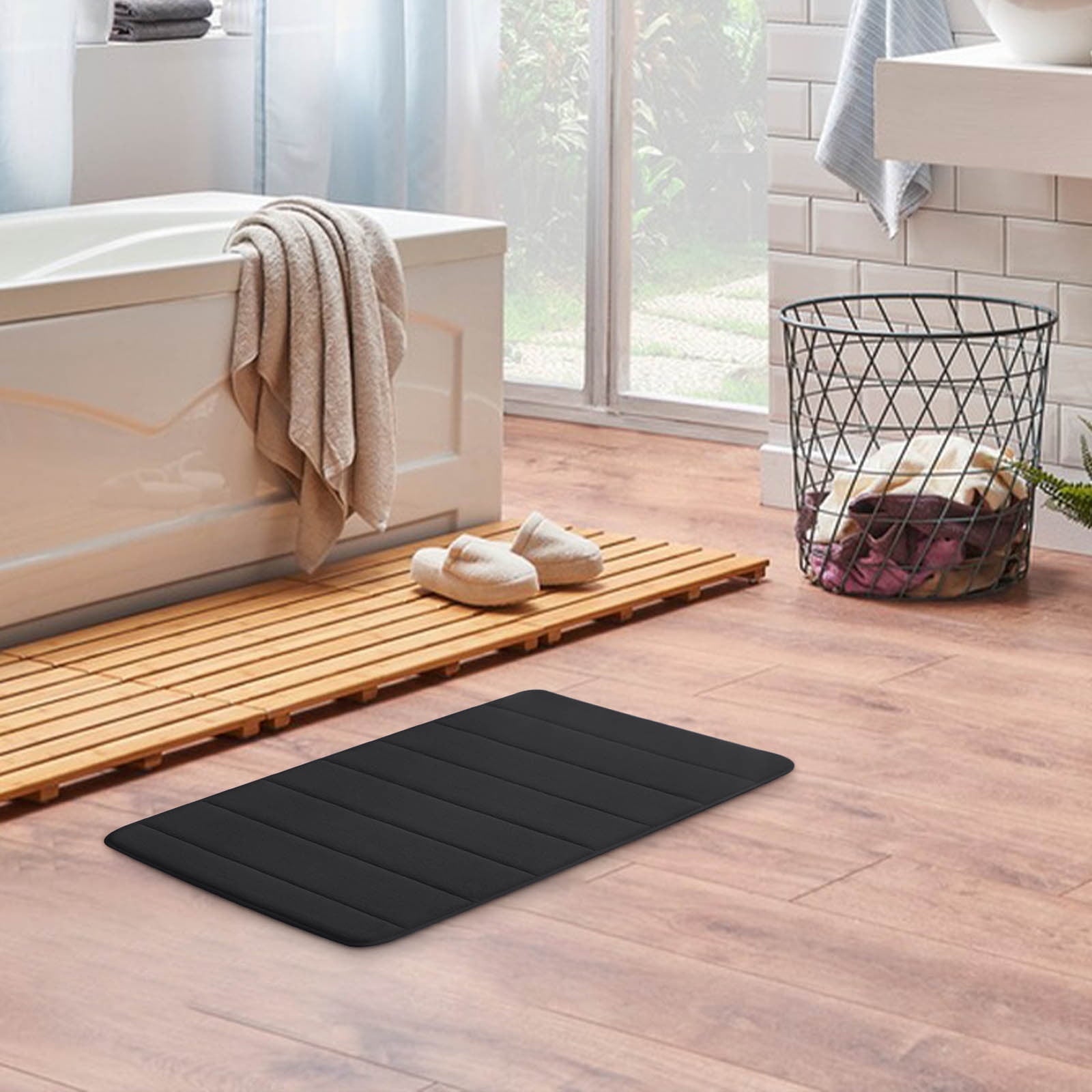 Memory Foam Bath Mat with Cobblestone Design, Super Soft & Quick-Dry Bathroom Rugs, Machine Washable Non-Slip Absorbent Floor Mat for Bathroom Shower Tub, 16x24 Inch by PALIFEUR A