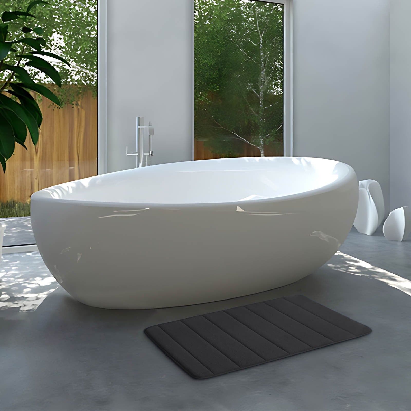 Memory Foam Bath Mat with Cobblestone Design, Super Soft & Quick-Dry Bathroom Rugs, Machine Washable Non-Slip Absorbent Floor Mat for Bathroom Shower Tub, 16x24 Inch by PALIFEUR A